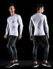Load image into Gallery viewer, ATHLIO Men's UPF 50+ Long Sleeve Compression Shirts, Water Sports Rash Guard Base Layer, Athletic Workout Shirt, 3pack Black/Charcoal/White