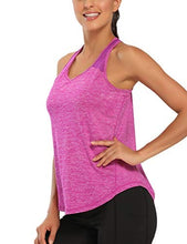 Load image into Gallery viewer, Aeuui Workout Tops for Women Mesh Racerback Tank Yoga Shirts Gym Clothes Dark Purple