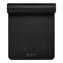 Load image into Gallery viewer, Gaiam Essentials Thick Yoga Mat Fitness & Exercise Mat with Easy-Cinch Carrier Strap, Black, 72"L X 24"W X 2/5 Inch Thick