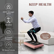 Load image into Gallery viewer, Natini Vibration Plate Exercise Machine Whole Body Vibration Platform Machine with Loop Resistance Bands for Home Fitness Training Equipment & Weight Loss (Pink)