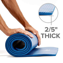 Load image into Gallery viewer, Gaiam Essentials Thick Yoga Mat Fitness & Exercise Mat with Easy-Cinch Carrier Strap, Black, 72"L X 24"W X 2/5 Inch Thick