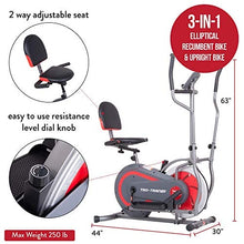 Load image into Gallery viewer, BODY POWER 2nd Generation, 3-in-1 Home Gym, Upright Compact Exercise Bike, Elliptical Machine & Recumbent Bike, Trio Trainer with Heartrate Monitor, Safety Brake Pad. BRT5088