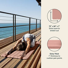 Load image into Gallery viewer, Retrospec Solana Yoga Mat 1" Thick w/Nylon Strap for Men & Women - Non Slip Exercise Mat for Home Yoga, Pilates, Stretching, Floor & Fitness Workouts - Rose