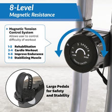 Load image into Gallery viewer, Exerpeutic Folding Exercise Bike, 8 Levels of Resistance Stationary Bike, Bluetooth tracking & Tablet Holder options available