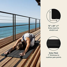 Load image into Gallery viewer, Retrospec Solana Yoga Mat 1" Thick w/Nylon Strap for Men & Women - Non Slip Exercise Mat for Home Yoga, Pilates, Stretching, Floor & Fitness Workouts - Black