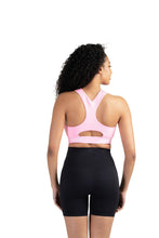Load image into Gallery viewer, New Balance Womens Seamless Wirefree, Racerback Sports Bra with Removable Pads, Bottom Band with Logo, Camo Black
