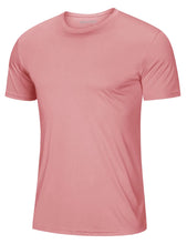 Load image into Gallery viewer, MAGCOMSEN Men's UPF 50+ Short Sleeve Dry-Fit T-Shirt – Lightweight Rash Guard Workout Shirt | Grey Pink
