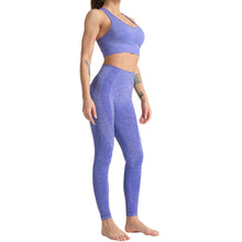Load image into Gallery viewer, WodoWei Women 2 Piece Workout Outfits Sports Bra Seamless Leggings Yoga Gym Activewear Set (YO610-blue)
