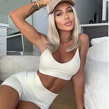 Load image into Gallery viewer, Women Seamless Yoga Set 2 Piece Workout Sport Bra with High Waist Shorts Legging Outfit Tracksuit.JNINTH (Khaki)
