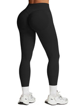 Load image into Gallery viewer, Impact Leggings for Women Seamless Workout Yoga Pants Hidden Scrunch Butt Tummy Control Gym Leggings Mid Low Waist 25" Black
