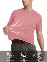 Load image into Gallery viewer, MAGCOMSEN Men's UPF 50+ Short Sleeve Dry-Fit T-Shirt – Lightweight Rash Guard Workout Shirt | Grey Pink
