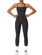 Load image into Gallery viewer, Womens Workout Sets Two Piece Seamless Stretch Cross Back Tank Top Matching Tummy Control High Waist Leggings Set 2 Piece For Women Gym Yoga Active Wear Outfits Athletic Work Out Clothes Black
