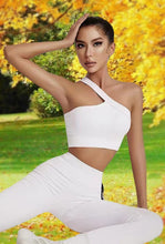 Load image into Gallery viewer, niyokki 2 Pieces Workout Sets for Women One Shoulder Ribbed Sport Bra Seamless High Waist Leggings GMY Exercise Outfits

