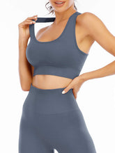 Load image into Gallery viewer, Workout Sets for Women 2 Piece High Waisted Seamless Leggings with Padded Stretchy Sports Bra Sets Yoga Outfit Jogging Gym Clothes(NA007L- Grey)
