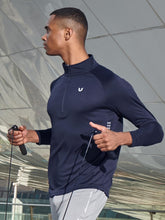 Load image into Gallery viewer, NORTHYARD Men's Long Sleeve Quarter Zip Running Shirt – Moisture Wicking Athletic Pullover | Navy
