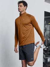 Load image into Gallery viewer, NORTHYARD Men's Long Sleeve Quarter Zip Running Shirt – Moisture Wicking Athletic Pullover | Orangeheather
