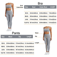 Load image into Gallery viewer, SUUKSESS Women Seamless 2 piece Workout Sets Strappy Padded Sports Bra Booty High Waisted Leggings Outfits (Grey Blue)
