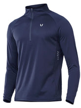 Load image into Gallery viewer, NORTHYARD Men's Long Sleeve Quarter Zip Running Shirt – Moisture Wicking Athletic Pullover | Navy
