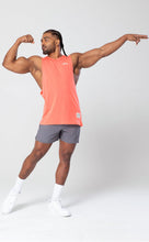 Load image into Gallery viewer, Project Titan Men's Icon Drop Arm Tank Top – Cut Off Sleeveless Gym Shirt for Weightlifting &amp; Bodybuilding in Sunset Coral

