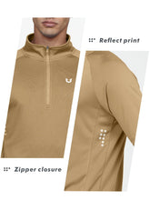 Load image into Gallery viewer, NORTHYARD Men's Quarter Zip Pullover – Long Sleeve Moisture-Wicking Running Shirt with UPF 50+ in Khaki
