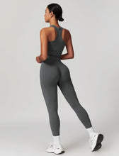 Load image into Gallery viewer, ABOCIW Workout Sets for Women, Ribbed Racerback Tank Top Bra Seamless Scrunch Butt Lifting High Waist Leggings 2 Piece Gym Yoga Outfits Tank Dark Gray
