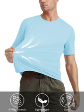 Load image into Gallery viewer, MAGCOMSEN Men's UPF 50+ Short Sleeve T-Shirt – Lightweight Moisture Wicking Workout Shirt | Lake Blue
