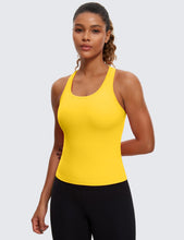 Load image into Gallery viewer, CRZ YOGA Butterluxe Racerback Workout Tank Tops for Women Sleeveless Camisole Gym Athletic Yoga Shirts High Visibility Yellow
