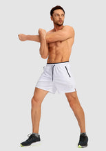 Load image into Gallery viewer, G Gradual Men's 5" Running Shorts with Zip Pockets – Quick-Dry Gym &amp; Athletic Workout Shorts in White
