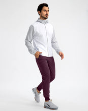 Load image into Gallery viewer, Pudolla Men's Lightweight Tapered Jogger Pants with Zip Pockets – Quick-Dry Athletic Running Joggers in Wine
