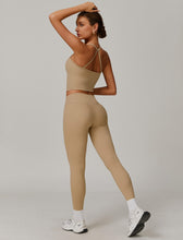Load image into Gallery viewer, Womens Workout Sets Two Piece Seamless Stretch Cross Back Tank Top Matching Tummy Control High Waist Leggings Set 2 Piece For Women Gym Yoga Active Wear Outfits Athletic Work Out Clothes Khaki
