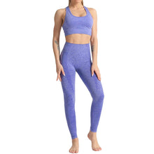 Load image into Gallery viewer, WodoWei Women 2 Piece Workout Outfits Sports Bra Seamless Leggings Yoga Gym Activewear Set (YO610-blue)
