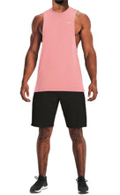 Load image into Gallery viewer, Project Titan Men's Drop Arm Tank Top – Loose Fit Cut Off Sleeveless Gym Shirt for Weightlifting &amp; Training in Salmon Pink
