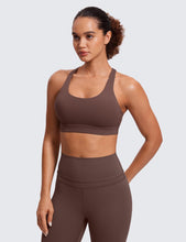 Load image into Gallery viewer, CRZ YOGA Women's Strappy Sports Bras Fitness Workout Padded Yoga Criss Cross Back Cami Taupe
