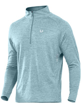 Load image into Gallery viewer, NORTHYARD Men's Quarter Zip Pullover – Long Sleeve Moisture-Wicking Running Shirt with UPF 50+ in Light Cyan Heather
