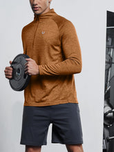 Load image into Gallery viewer, NORTHYARD Men's Long Sleeve Quarter Zip Running Shirt – Moisture Wicking Athletic Pullover | Orangeheather
