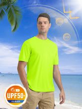 Load image into Gallery viewer, MAGCOMSEN Men's UPF 50+ Short Sleeve T-Shirt – Lightweight Breathable Base Layer | Fluorescent Green
