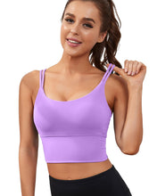 Load image into Gallery viewer, Everrysea Longline Sports Bra for Women Padded Workout Tank Tops Built in Bras Strappy Yoga Corp Top Camisole
