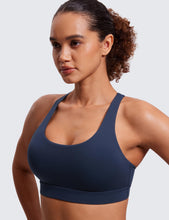 Load image into Gallery viewer, CRZ YOGA Women's Strappy Sports Bras Fitness Workout Padded Yoga Criss Cross Back Cami Navy
