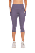 Load image into Gallery viewer, Steppe Naked Feeling High Waisted Yoga Pants Women's Workout Capris Leggings with Pockets Tummy Control Buttery Soft Running Compression Capris for Athletic Gym Exercise Fitness Purple
