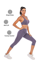 Load image into Gallery viewer, Steppe Naked Feeling High Waisted Yoga Pants Women's Workout Capris Leggings with Pockets Tummy Control Buttery Soft Running Compression Capris for Athletic Gym Exercise Fitness Purple
