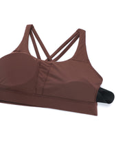Load image into Gallery viewer, CRZ YOGA Women's Strappy Sports Bras Fitness Workout Padded Yoga Criss Cross Back Cami Taupe
