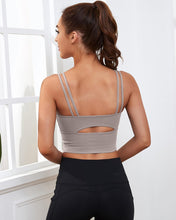 Load image into Gallery viewer, Everrysea Longline Sports Bra for Women Padded Workout Tank Tops Built in Bras Strappy Yoga Corp Top Camisole Light Brown
