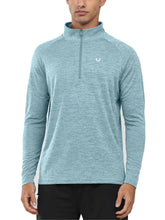 Load image into Gallery viewer, NORTHYARD Men's Quarter Zip Pullover – Long Sleeve Moisture-Wicking Running Shirt with UPF 50+ in Light Cyan Heather
