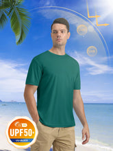 Load image into Gallery viewer, MAGCOMSEN Men's UPF 50+ Short Sleeve T-Shirt – Lightweight Sun Protection Base Layer | Emerald Green
