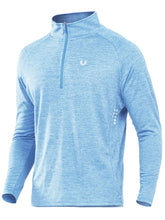 Load image into Gallery viewer, NORTHYARD Men's Quarter Zip Pullover – Long Sleeve Moisture-Wicking Running Shirt with UPF 50+ in Sky Heather
