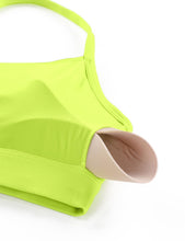 Load image into Gallery viewer, CRZ YOGA Butterluxe Womens Y Back Sports Bra - Padded Racerback Low Impact Spaghetti Thin Strap Workout Yoga Top Neon Yellow
