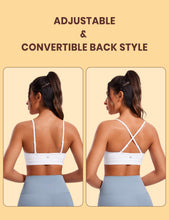 Load image into Gallery viewer, CRZ YOGA Butterluxe V-Neck Sports Bras for Women - Adjustable Thin Straps Padded Yoga Top Basic Wireless Camisole White
