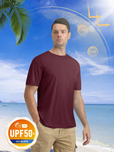 Load image into Gallery viewer, MAGCOMSEN Men's UPF 50+ Short Sleeve T-Shirt – Lightweight Moisture Wicking Active Shirt | Wine
