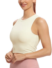Load image into Gallery viewer, Natural Feelings Nudi Sports Bras for Women Removable Padded Yoga Tank Tops Sleeveless Fitness Workout Crop Tops Ivory White

