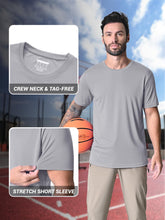 Load image into Gallery viewer, MAGCOMSEN Men's UPF 50+ Short Sleeve Dry-Fit T-Shirt – Lightweight Moisture Wicking Active Shirt | Light Grey
